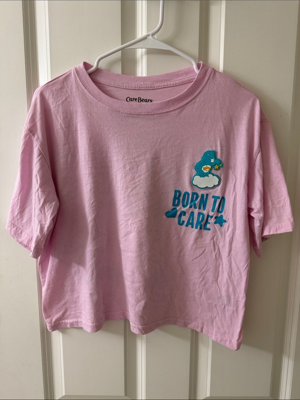 Care Bears Pink Tee with Teal 'Born to Care' Graphic